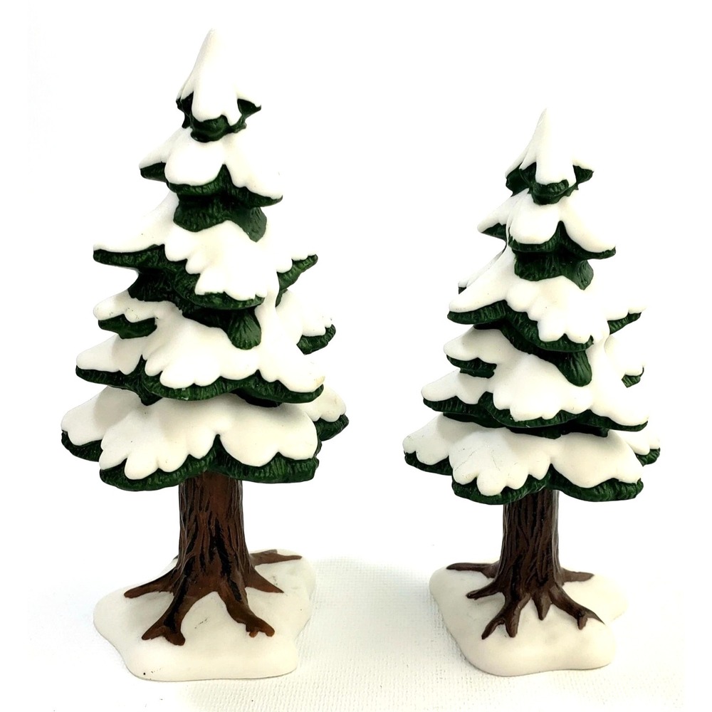 DEPT 56 VILLAGE ACCESSORIES VILLAGE SMALL PORCELAIN‎ TREES SET OF 2 - RETIRED